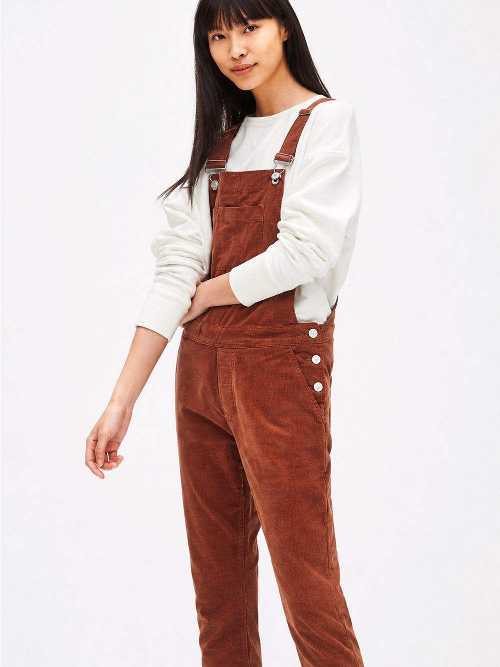 GAP Denim Corduroy Overalls in Russet | Small